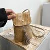Ретро плетеная из соломы сумка-почтальон, новая тенденция пасторальная повседневная плетеная сумка, ключница, литературно-художественная сумка для мобильного телефона