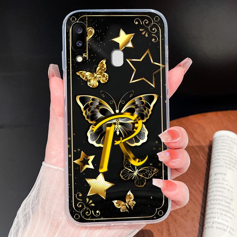 For Samsung Galaxy A20 A20S A21 A30 A30S Phone Case Butterfly Letters Soft TPU Clear Silicone Shell For Galaxy A 20 A 30 Housing