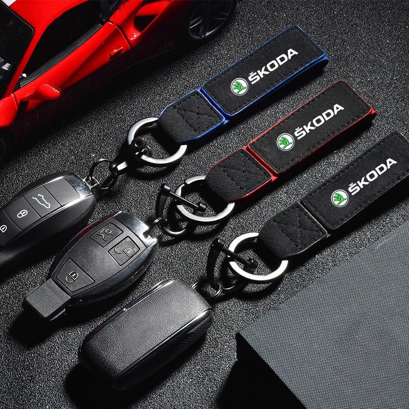 Leather Car Logo Keychain Key Rings Key Chains For Skoda 3 2 VRS Vision Kodiaq Favorit Rapid Octavia A5 Auto Accessories ydpf68