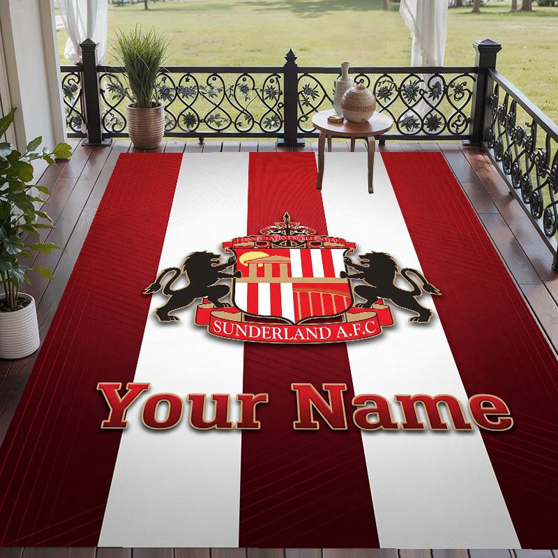 Custom Text Printed Rug Sunderland FC Non Slip Floor Carpet For Home Room Decor