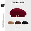2024 Новый берет-бабочка для женщин, осень и зима, теплая темпераментная шляпа художника, британский стиль, универсальная шляпа Show Face Tide