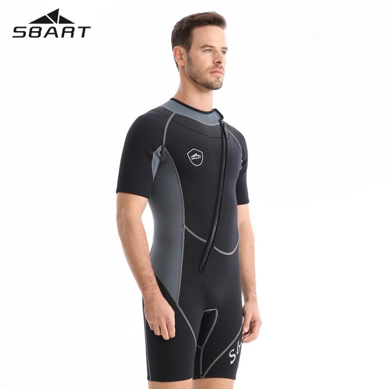1.5mm Neoprene Wetsuit Men Short Sleeve Sun Protection Warmth Snorkeling Surfing Diving