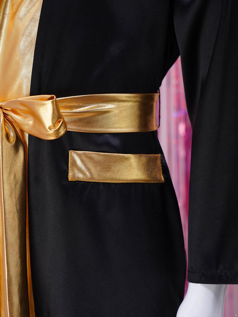 Kids Boxer Cosplay Uniform Set Costume Hooded Cloak Robe Boxing Fight Gown Role Play Outfits Halloween Carnival Party