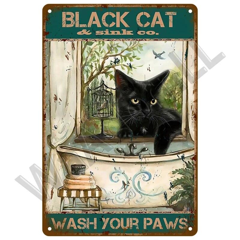 Кошки и собаки Happy Ретро Оловянная вывеска Art Cat Металлический знак Cat Табличка Плакат Украшение дома Кафе-бар Ванная комната Настенный декор Зоомагазин Комната