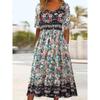 Винтажное хлопковое летнее платье миди с цветочным принтом Женское этническое платье-футболка