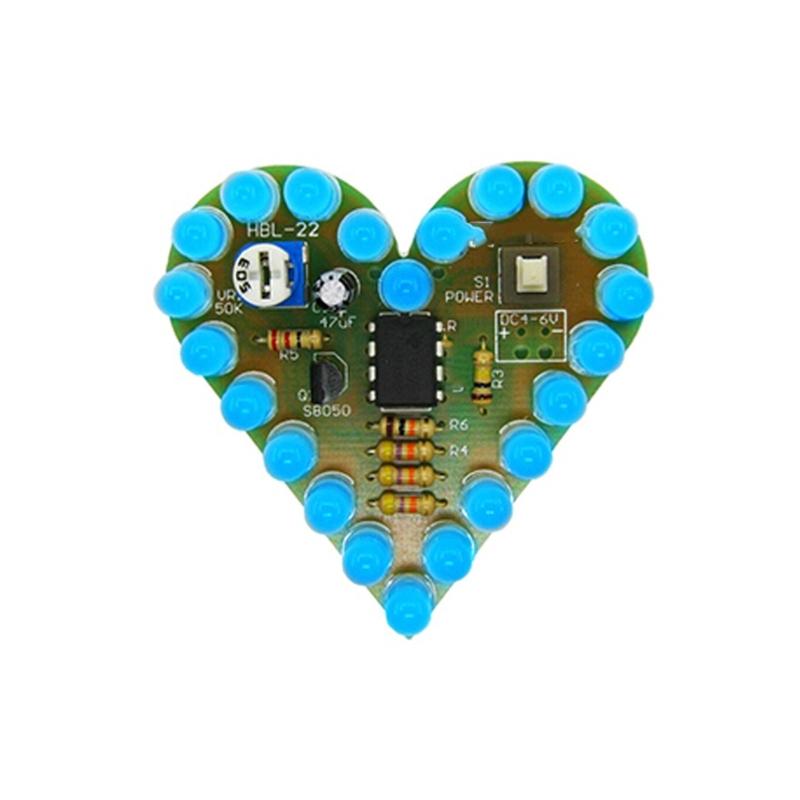 Beginner Friendly Heart Shaped Analog Circuit Practice Kit DIY Adjustable Breathing LED Effect For Electronic Learning