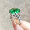 Super Sparkling Imitation Natural Green Zircon Ring with Exaggerated Large Particle Champagne Colored Opening Ring
