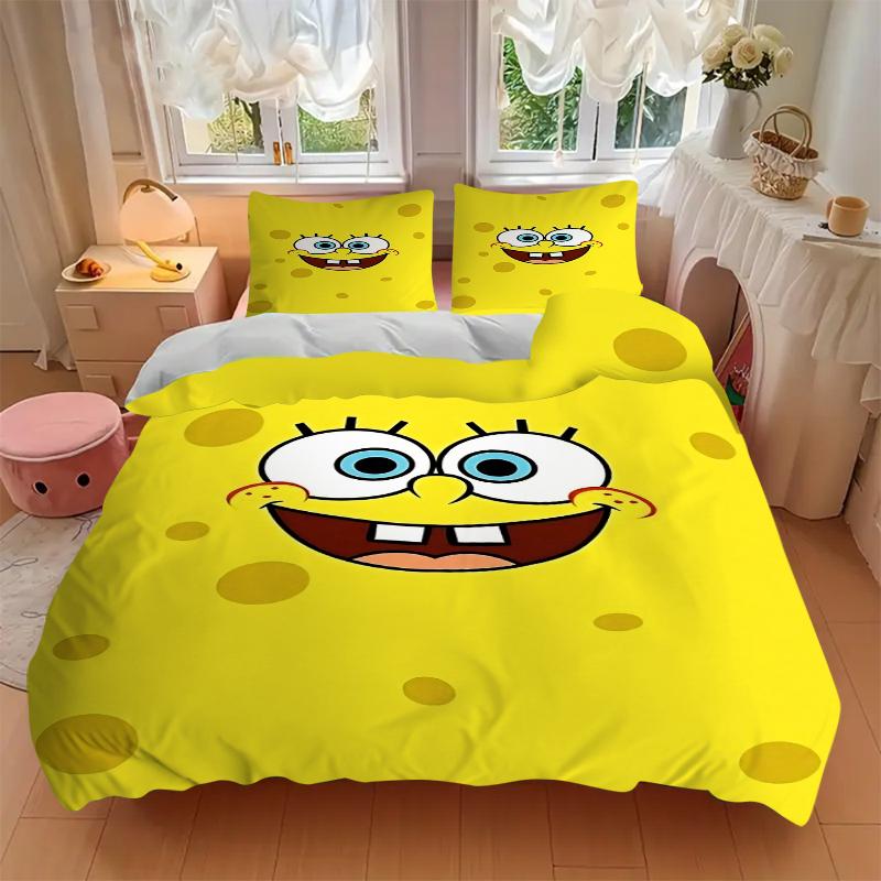 3Pcs Spongebob Squarepants Face Bedding Sets For All Sizes New 3D Printed Bed Cover Comforter Duvet Cover Pillowcase Bedroom Decoration