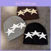 Fall Winter Acrylic Beanie With High Top And Star Pattern For Casual Streetwear