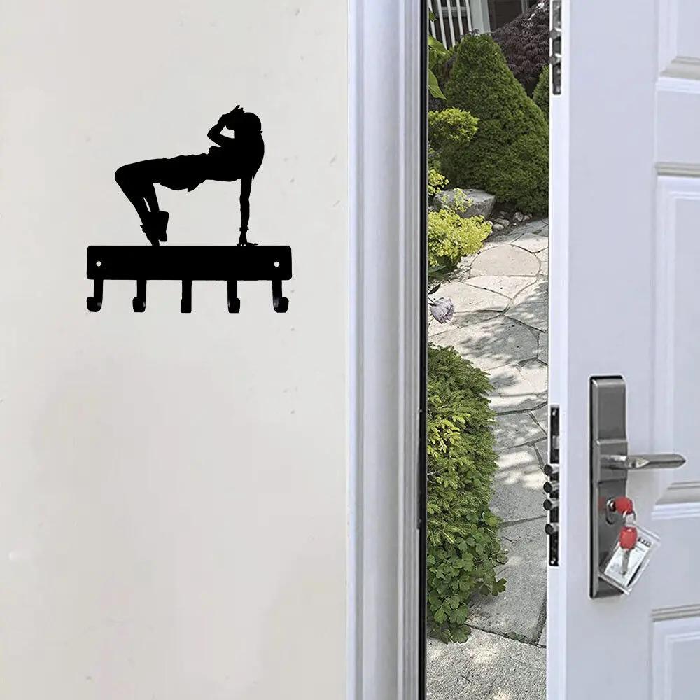 1pc  Hip Hop Girl Dance - Key Hooks Holder - 6 Inch Wide/9 Inch Wide Metal Wall Art Metal Sandblasted, Iron Art,Coat Hanger