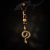 Chinese Zodiac Brass Snake Lucky Pendant Keychain Creative Car Key Ring Accessories Women Men Bag Charm Jewelry Gift