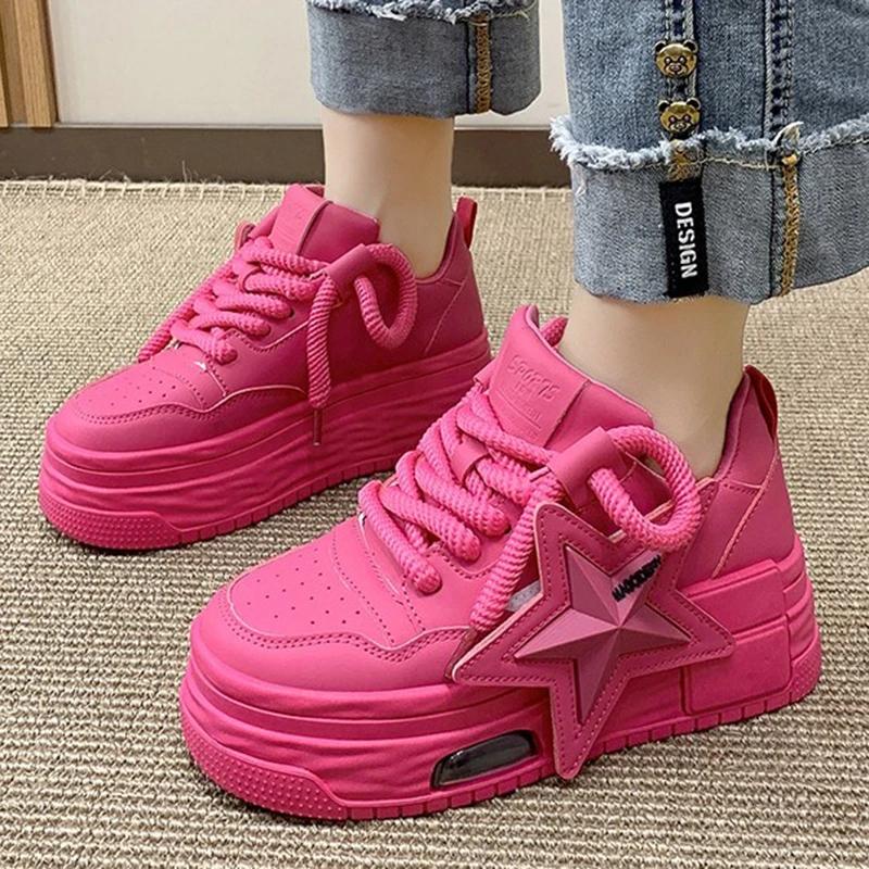Повседневная спортивная обувь на платформе с индивидуальным дизайном в виде звезды, вулканизированная обувь для бега и ходьбы, женские кроссовки 35-40