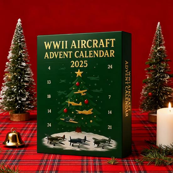 WWII Aircraft Advent Calendar 2025 24 Days Fighter Jets Ornaments Christmas Countdown Calendar Collectible Mini Warbirds Model for Collectors History