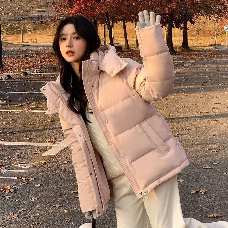 Зимняя короткая пуховая куртка женская свободного кроя утолщенная теплая куртка-пуховик повседневная парка
