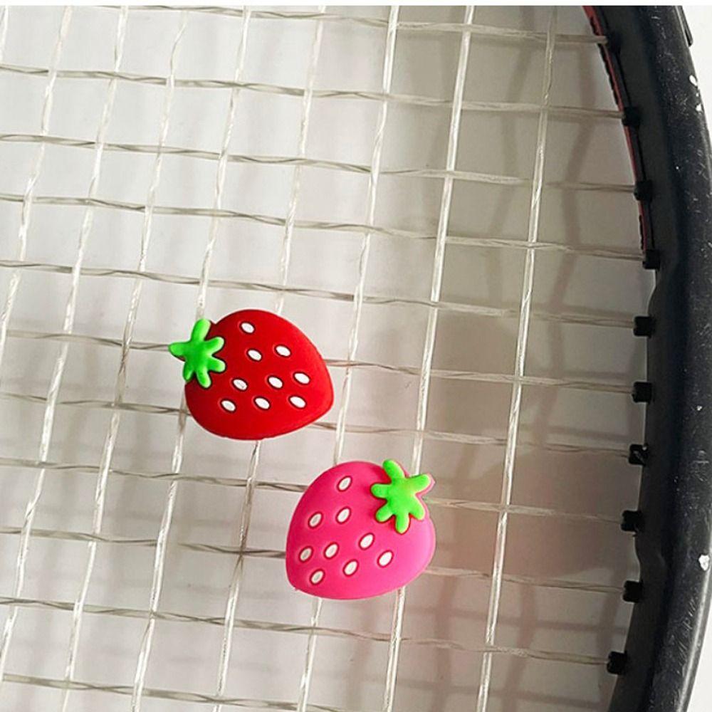 Strawberry Tennis Racket Shock Pad Silicone Tennis Racket Vibration Dampeners  Tennis Racket
