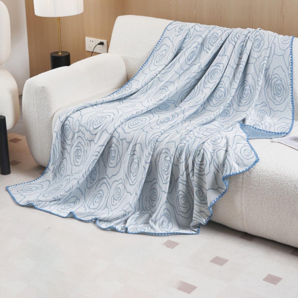 Breathable Air-conditioned Comforter Double Side Flower Pattern Nap Blanket Bedroom