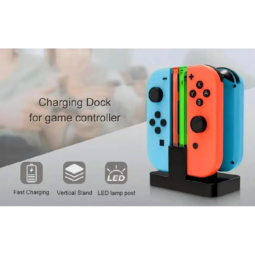 4 In 1 LED Charger Stand Dock Station Indicater for Nintendo Switch NS for Joy-Con Controller Stand Holder Charging Dock Station