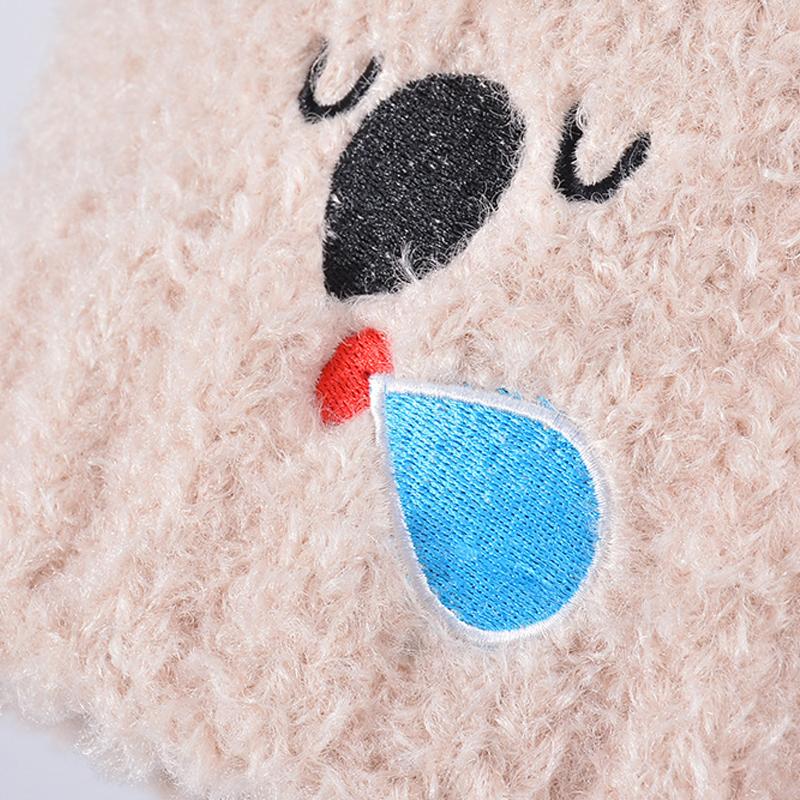 Autumn Winter Hat Women Bear Ear Protection Cap Plush Warm Knitted Wool Hat