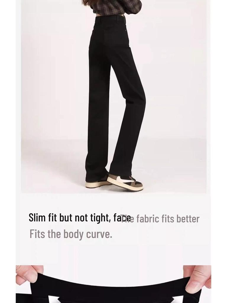 Женские черные джинсы с высокой посадкой, облегающие, прямого кроя, осень 2025