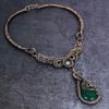 Ювелирное ожерелье из натурального зеленого оникса, драгоценного камня ларимара, медной проволоки, 18 дюймов, b0S47