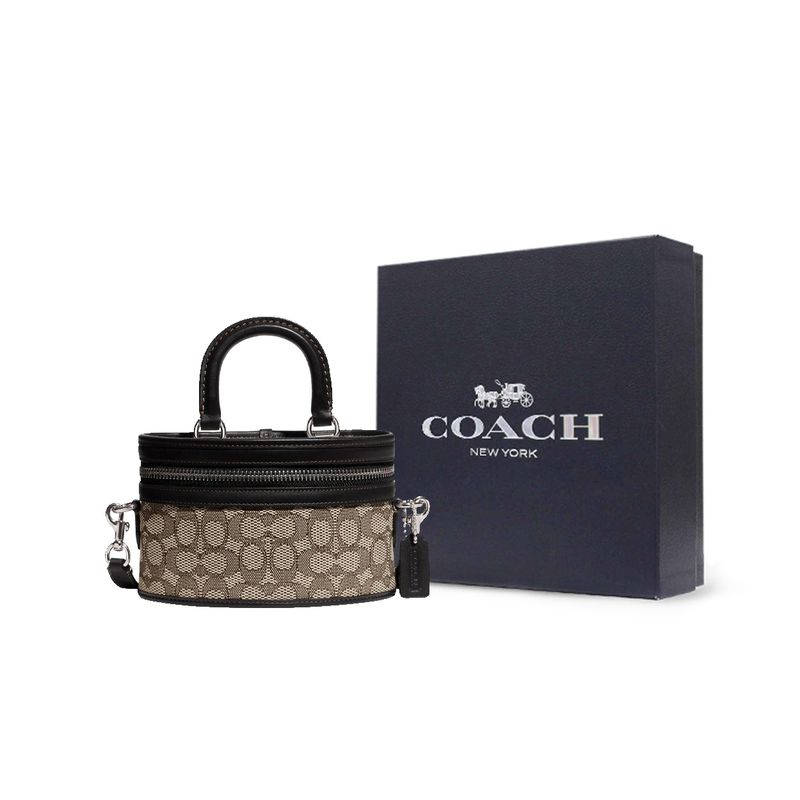 Coach Trail 20 Classic Monogram Zipper Closure Jacquard Fabric And Glove Tanned Leather Shoulder Crossbody Tote Bag Small Women handbags CG250-LHUW7