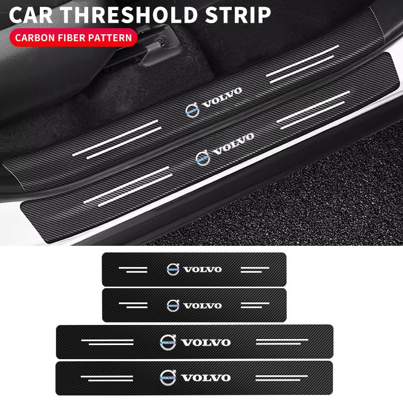4PCS Carbon Fiber Car Sticker Auto Door Threshold Waterproof stickers For VOLVO RDESIGN T6 AWD S40 S60 S90 V40 V50 V60 V70