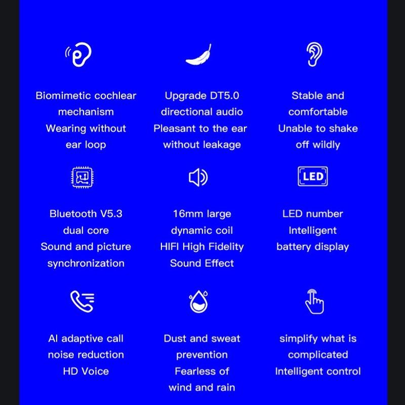Mini TWS Bluetooth 5.3 Наушники с одним ушным крючком Деловые наушники-вкладыши с зажимом для ушей Беспроводная Hi-Fi стереогарнитура с шумоподавлением для Huawei Samsung