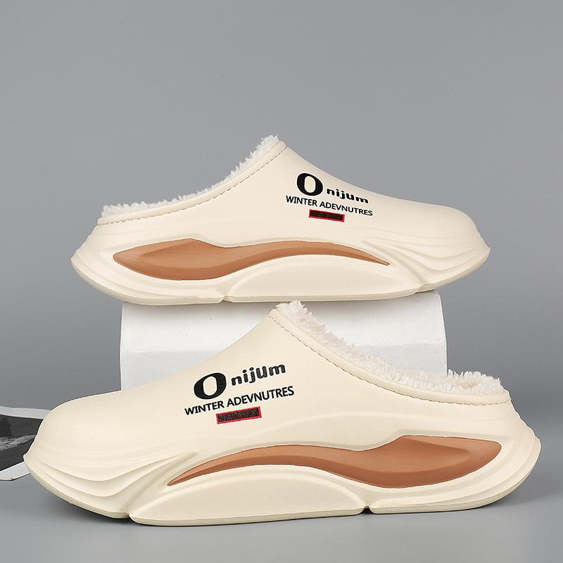 Fashion Winter Men Warm Slippers Women Cotton Slippers Outdoor Indoor Warm Shoes Waterproof Mens Couple Home Bedroom Plush Warm Slippers