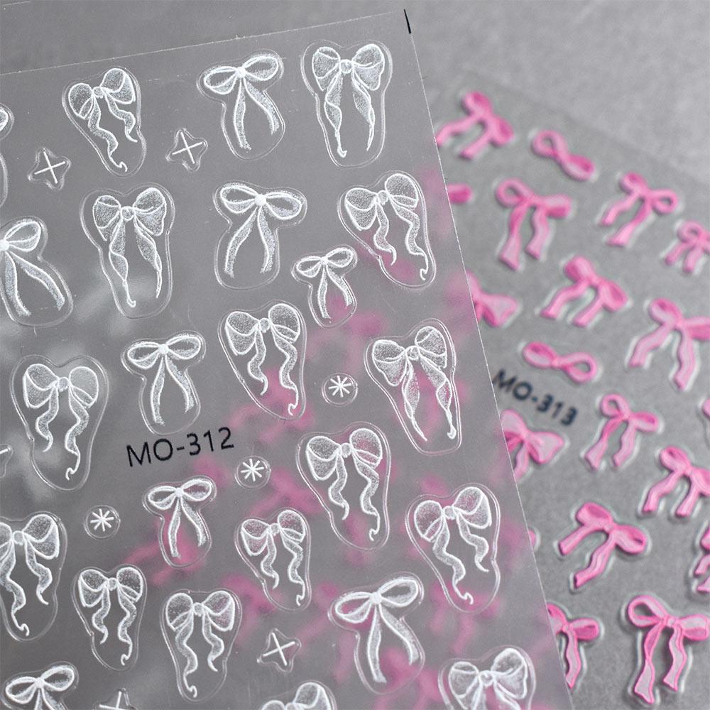 3D Embossed Bowknot Flower Nail Art Sticker Self-Adhesive Slider Nail Art for Women Girls
