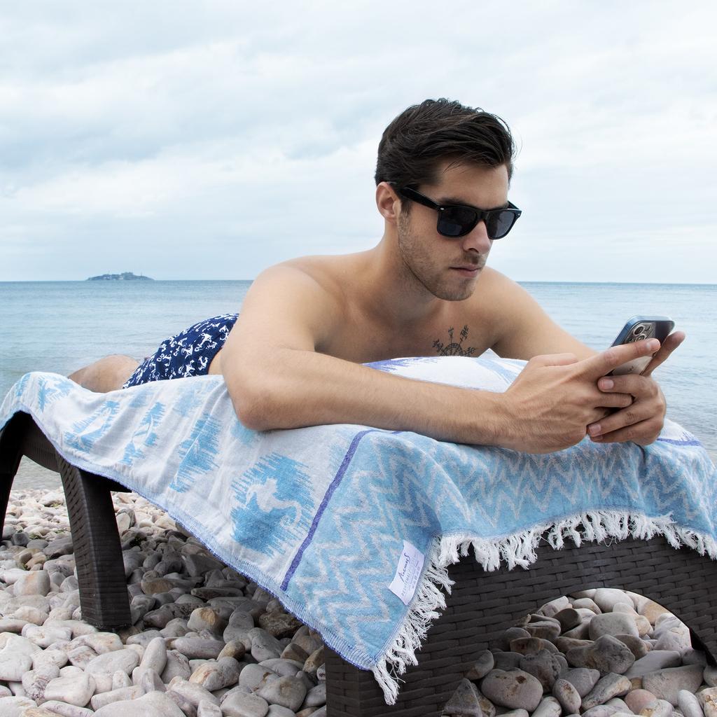 Anemoss Turkish Beach Towel 39 x 70 100% Cotton Extra Large Turkish Peshtemal