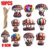 10PCS Santa Claus Parachute Wooden Pendant Christmas 2D Flat Wooden Ornaments Christmas Tree Decoration Perfect New Year Gift