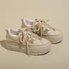 2024 Women's Platform Sneakers High Quality Casual Sequin Vulcanized Shoes Trendy Breathable White Height Increasing Flat Shoes