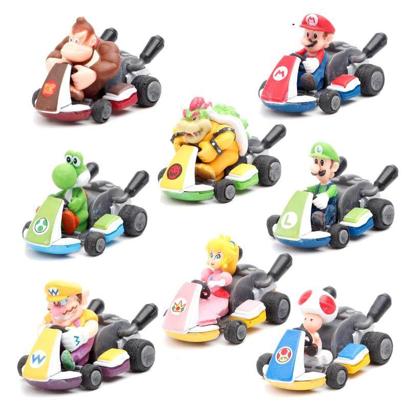Stunning Super Mario Kart Pullback Autodoll Set With 8 High-quality Pvc Figures
