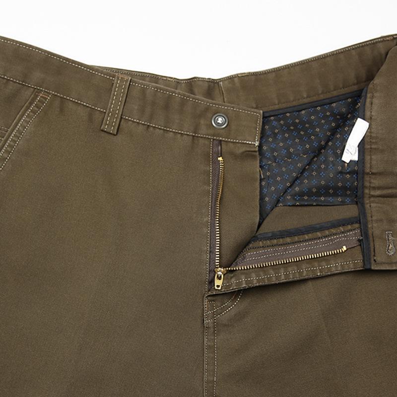 Мужские хлопковые повседневные брюки - Осень/Зима, Свободный крой, Высокая посадка, Прямые штанины, Для среднего и пожилого возраста