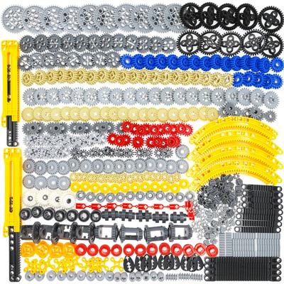 Технические детали для наборов Lego, 466 деталей, набор строительных блоков «Автомобильная шестерня, ось, штифт, звено цепи, шина, колесо» — совместимы с основными брендами