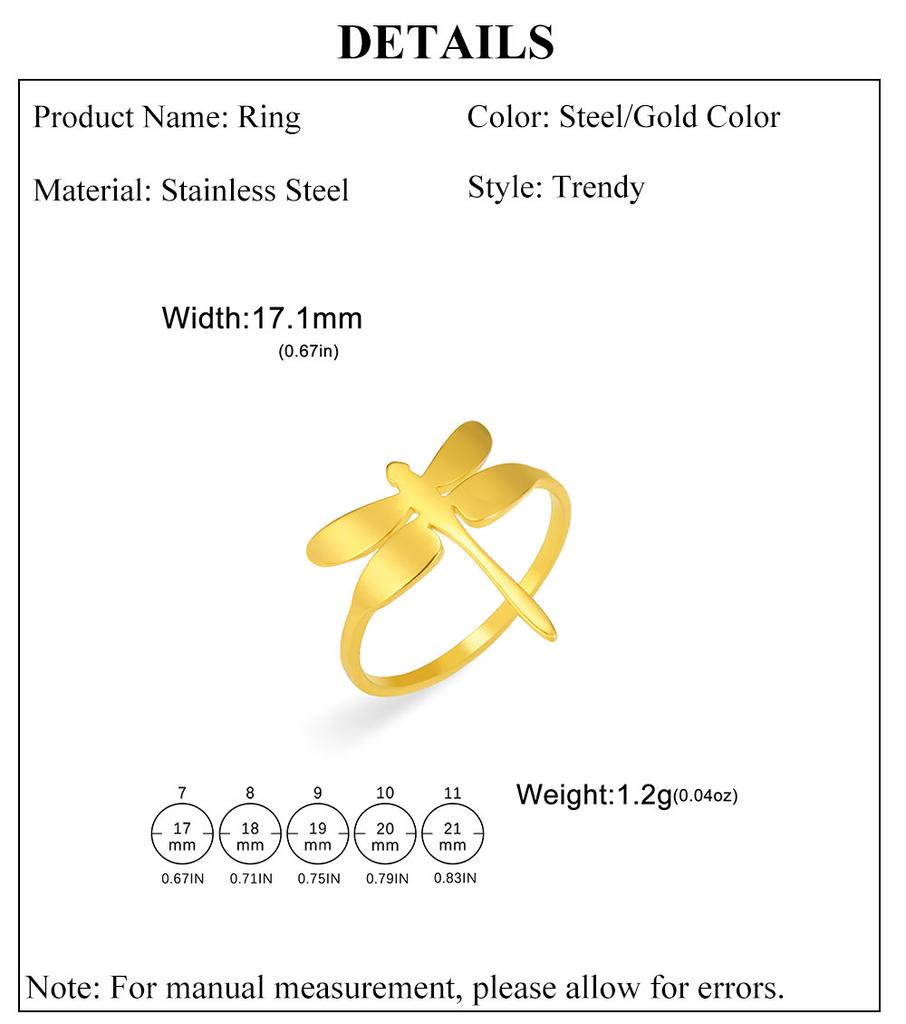 Cazador Stainless Steel Dragonfly Rings for Women Gold Color Finger Rings Jewelry Party Birthday Gift Wholesale 2026 Trend New