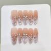 10pcs Handmade Press on Nails Pink Butterfly Design Fake Nails Wearable Reusable Glitter Cat Eye Sweet Korean False Nail Tips