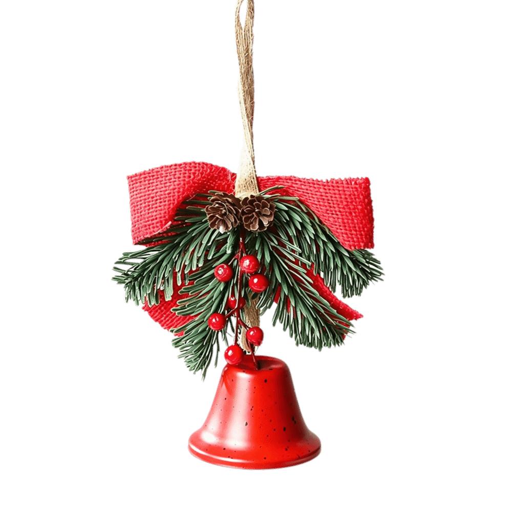 Artificial Pine Christmas Bell Pendant Metal Home Christmas Decoration New Year Supplies