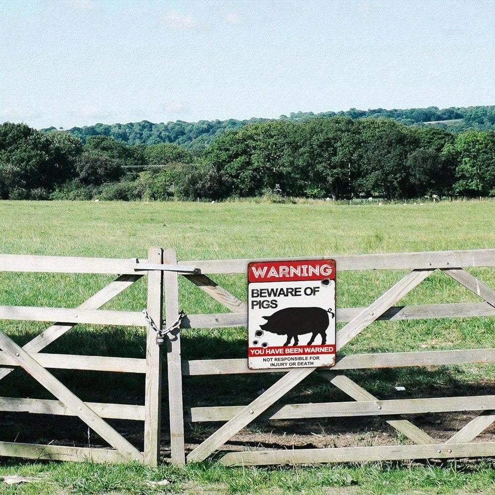 Металлическое Настенное Искусство Знак Осторожно Свинья Винтажный Декор для Бара