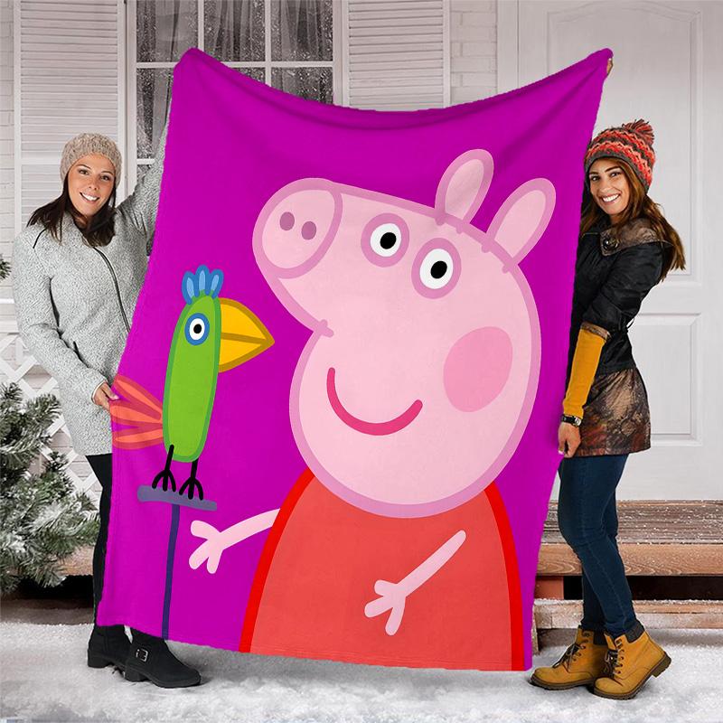 1pc Peppa Pig8 Theme Blanket - Digital Print, Polyester, Cozy for All Seasons, Perfect for Outdoor, Camping, and Travel