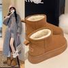 2025 Winter New Korean Version Muffin Velvet Warm Cotton Shoes Retro Versatile Platform Short Tube Non-slip Snow Boots Women