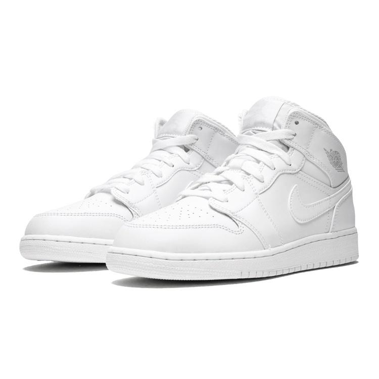 (GS) Air Jordan 1 Retro Mid 'Triple White' Kids' 554725-104