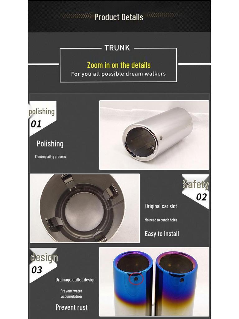 Compatible Exhaust Tailpipe for Golf, New Lavida, Beetle, Scirocco, and New Bora