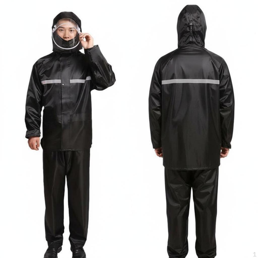 Motorcycle Rain Suit High Visibility 2Piece Windproof Waterproof Jacket and