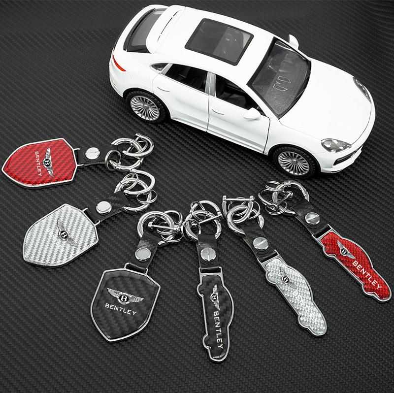 Carbon Fiber B-Bentley-B Car Keychain Keyring Key Ring Pendant for Bentley Continental GT MULLINER Bentayga Flying Hurtling Spur