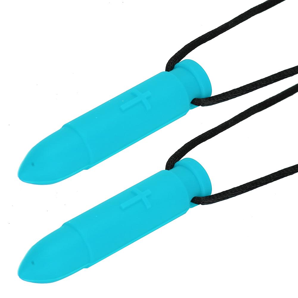 2pcs Silicone Teether High Temperature Resistant Waterproof Chewing Pendant NecklaceSky Blue