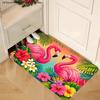 1pc, 2D Flat Printing, Tropical Flamingo Floral Pattern Indoor Mat, Doorway Entrance Rug, Non-Slip And Machine Washable Polyester Carpet, Suitable for