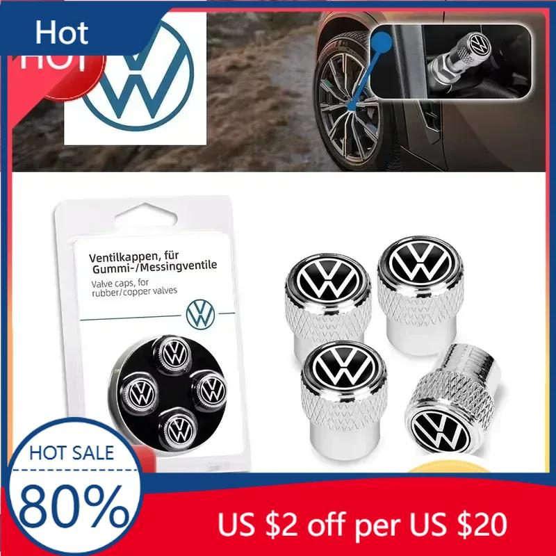 New 4pcs Car Wheel Tire Valve Caps Stem Auto Styling For Volkswagen VW R-line GTI UPi Golf 7 Golf 8 Passat Jetta Touran CAD