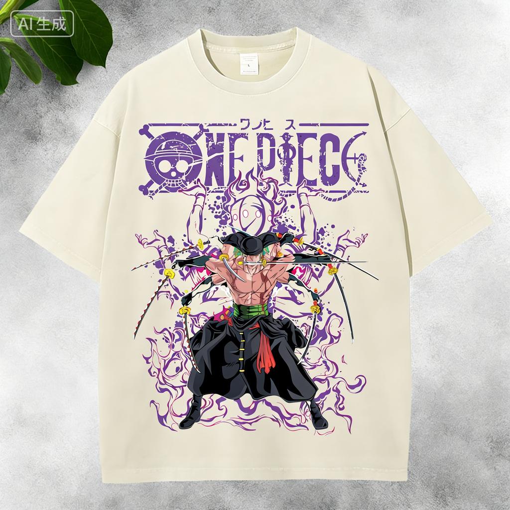 Anime Retro Washed Shirt 2026 Unisexs and Womens Summer One Piece Anime Cotton Tshirt Comfortable Breathable Highquality Ins