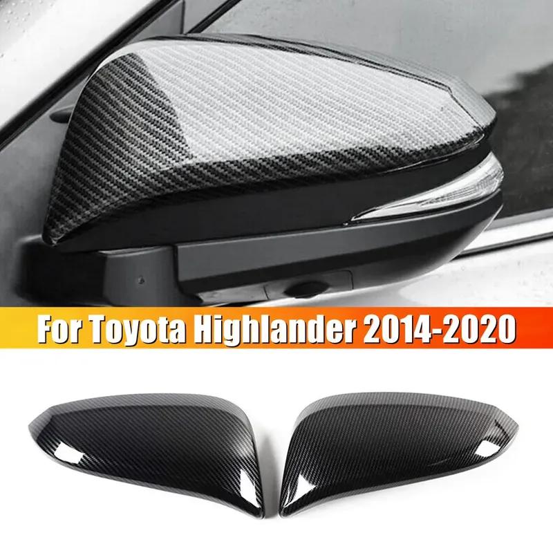 For Toyota Highlander 2014 2015- ABS Car Rearview Side Mirror Cover Wing Cap Exterior Door Housing Trim Adhesive Sticker